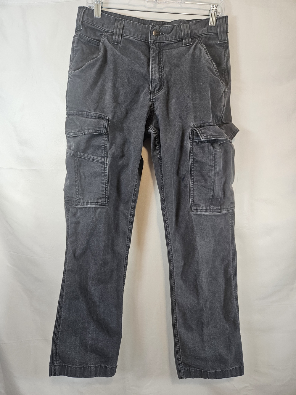 Carhartt Men's Washed Charcoal Cargo Pants Utility Relaxed Fit